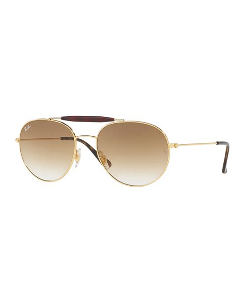 round gold sunglasses brow bar|Ray.